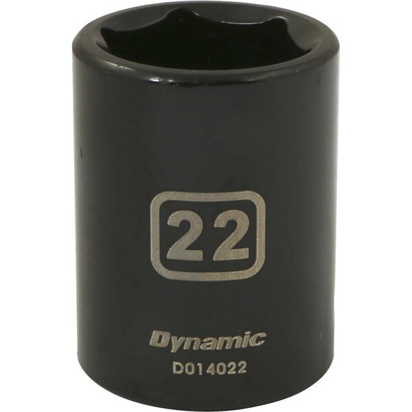 Dynamic 1/2" Drive Standard Socket, Black Phosphate, Tools 1/2" Drive 6 Point Metric, 22mm Standard Length D014022 - main